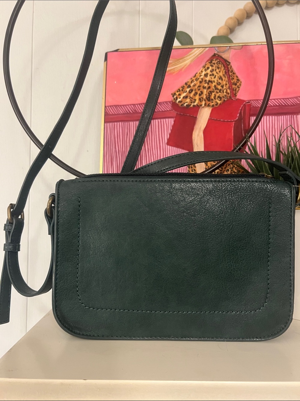 Sonoma Classic Dark Green non-Leather slim Crossbody Bag
